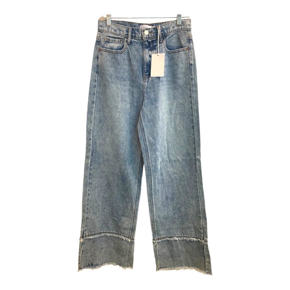 Cello Jeans Highrise Wide Leg Acid Wash Raw Hem Sz 28 / 05 NWT 100% Cotton